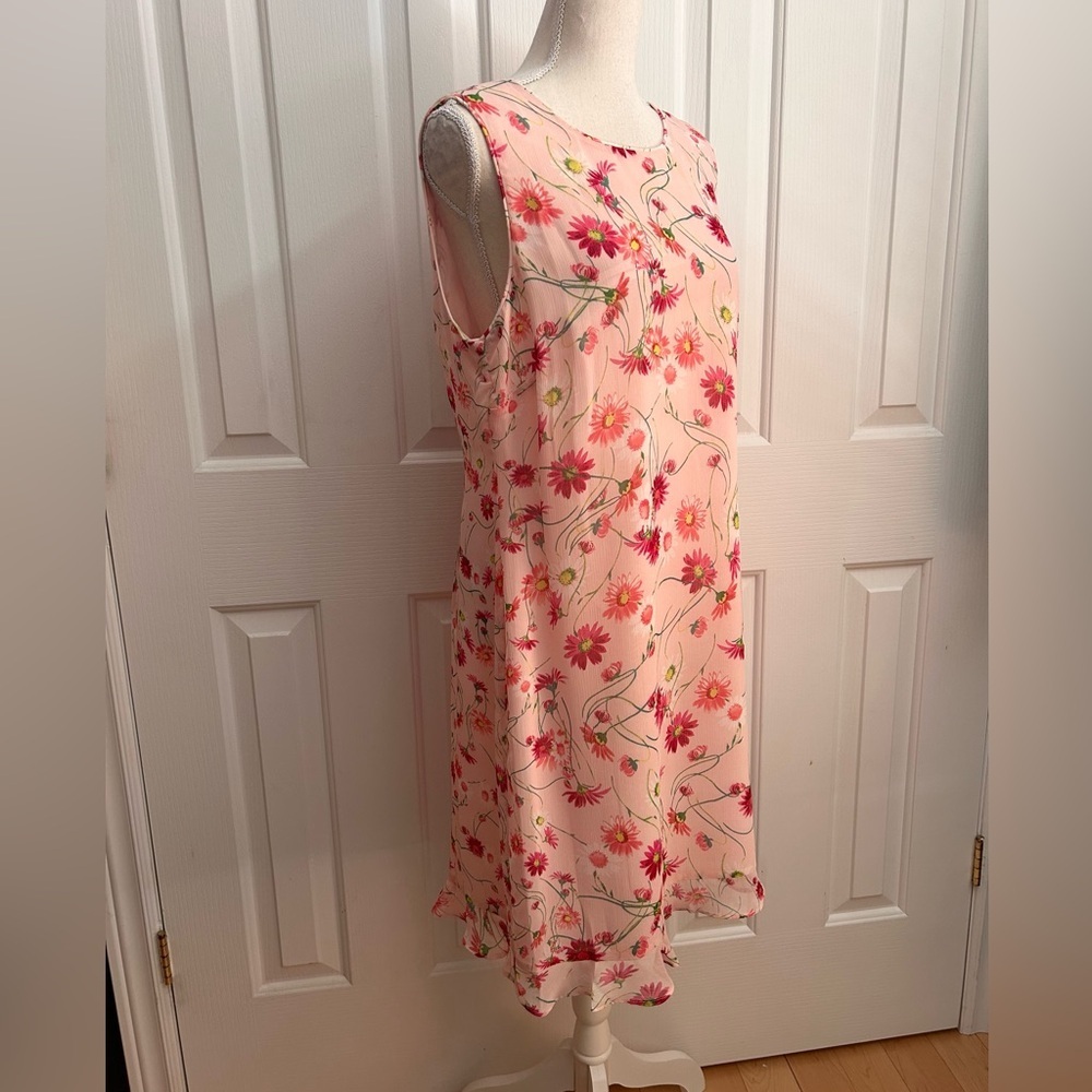 NWT KARL LAGERFELD Sleeveless Midi Dress, Flowers, Lined, Pink Red Green Size 12 - Picture 3 of 5